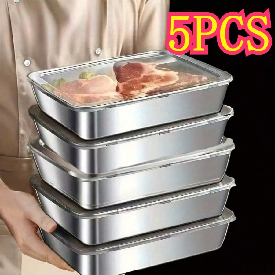 Food Storage Oven Safe - 5er-Pack hochwertige, auslaufsichere Edelstahlbehälter zur Aufbewahrung