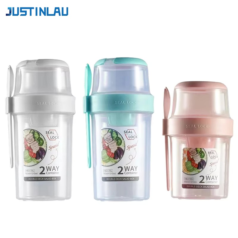 Food Storage Oven Safe - JUSTINLAU Tragbarer Fitness-Salatbecher zur Gewichtsreduktion, Frühstücks-Frucht-Joghurt-Becher