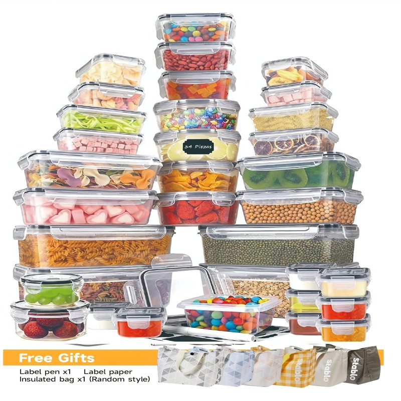 Food Storage Labels - 48-teiliges BPA-freies Lebensmittel-Aufbewahrungsset – 24 luftdichte